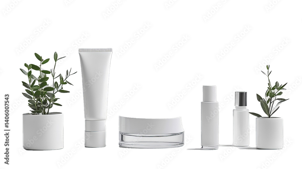 Set of cosmetic products on white background