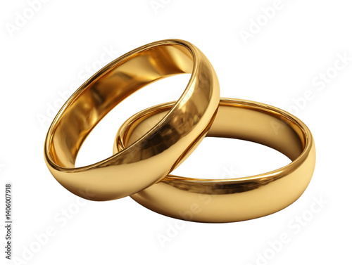 A pair of gold wedding rings  isolated transparent background png, rings on hand, fashion rings
