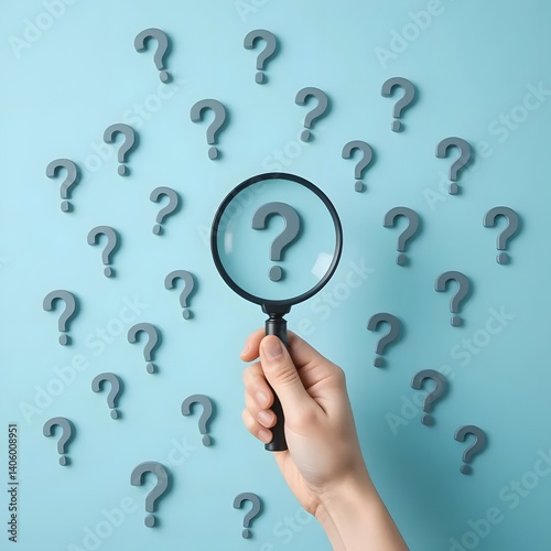 hand holding a magnifying glass searching for questions