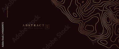 Tree pattern. Gold wood pattern background. Abstract golden texture. Elegant wave line. Ring waves. Luxury bark. Circle grain wood. Dark wavy lines structure. Patern curve trunk. Vector illustration