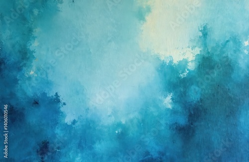Abstract oil painting depicts water with blue sky. Brush strokes texture on canvas. Water sea, ocean. Modern artistic background, trendy design for home decor, textile, interior design.