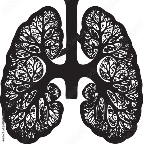 A creative illustration of lungs with intricate designs representing health and biology.