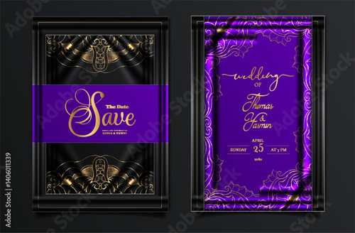 invitation wedding luxury card design set