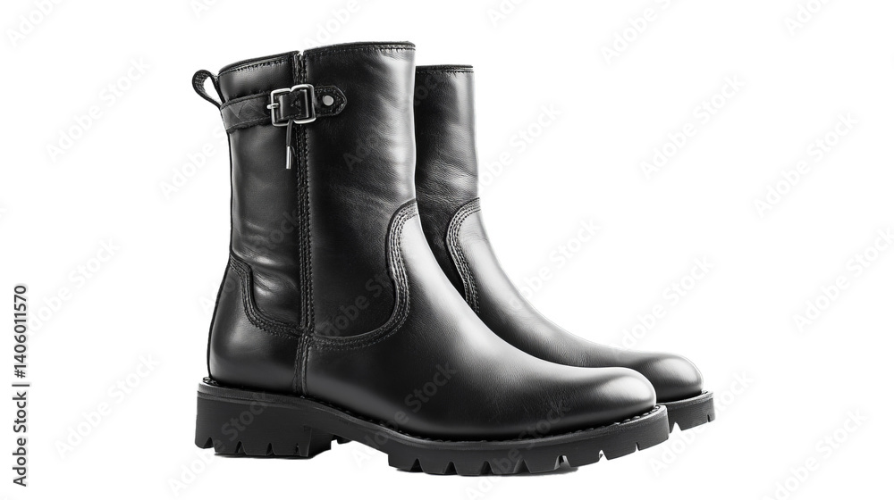 Women's demi-season high boots isolated on white background
