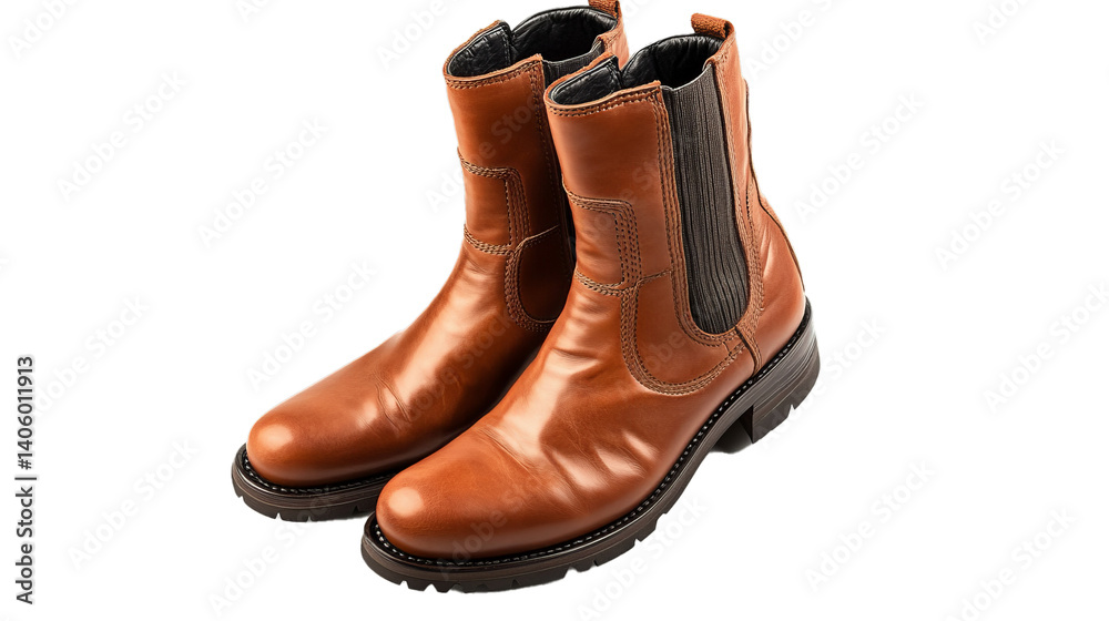 Women's demi-season high boots isolated on white background
