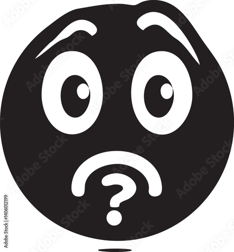 A playful and confused emoji expressing surprise and uncertainty with wide eyes and a question mark.