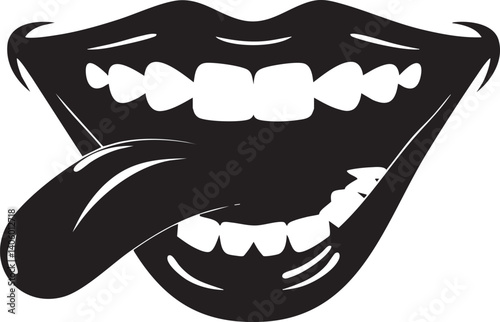 A playful and cartoonish illustration of a smiling mouth with a tongue sticking out.