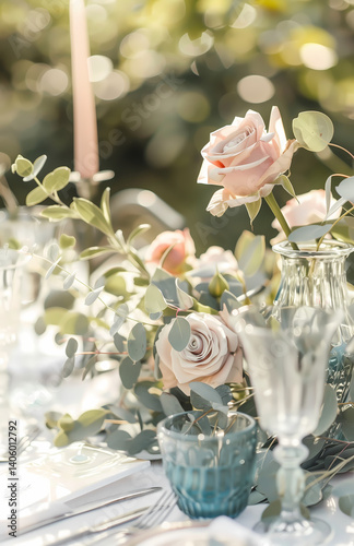 Close picture of a set up boho wedding table
