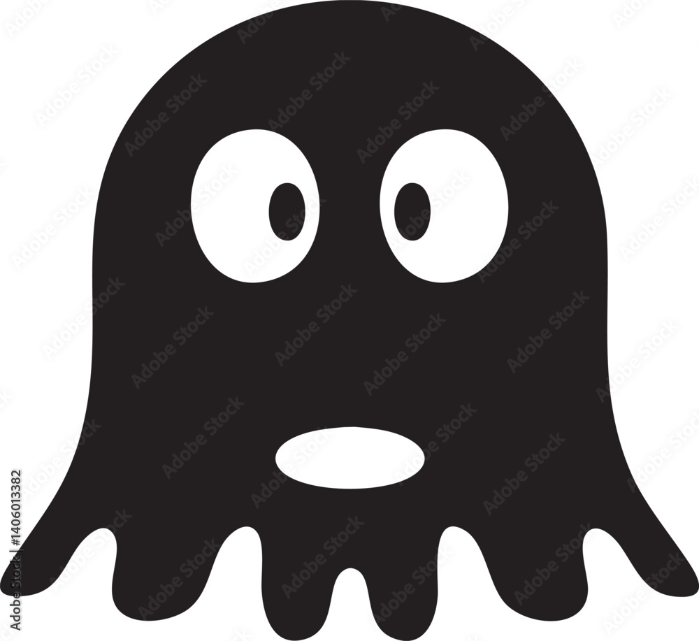 Fototapeta premium A cute and whimsical cartoon ghost character with a surprised expression and simple design.