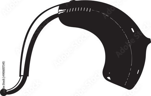 Illustration of a hearing aid device designed to assist individuals with hearing loss.