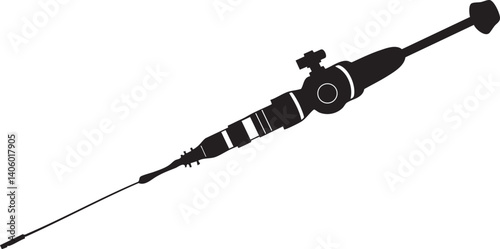 Silhouette of a syringe used for medical injections in healthcare and pharmaceutical settings