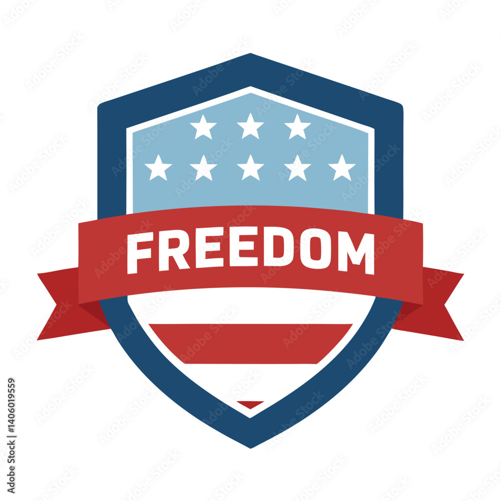 Flat design shield with the usa flag vector illustration on white background Flat design shield with the usa flag vector illustration on white background