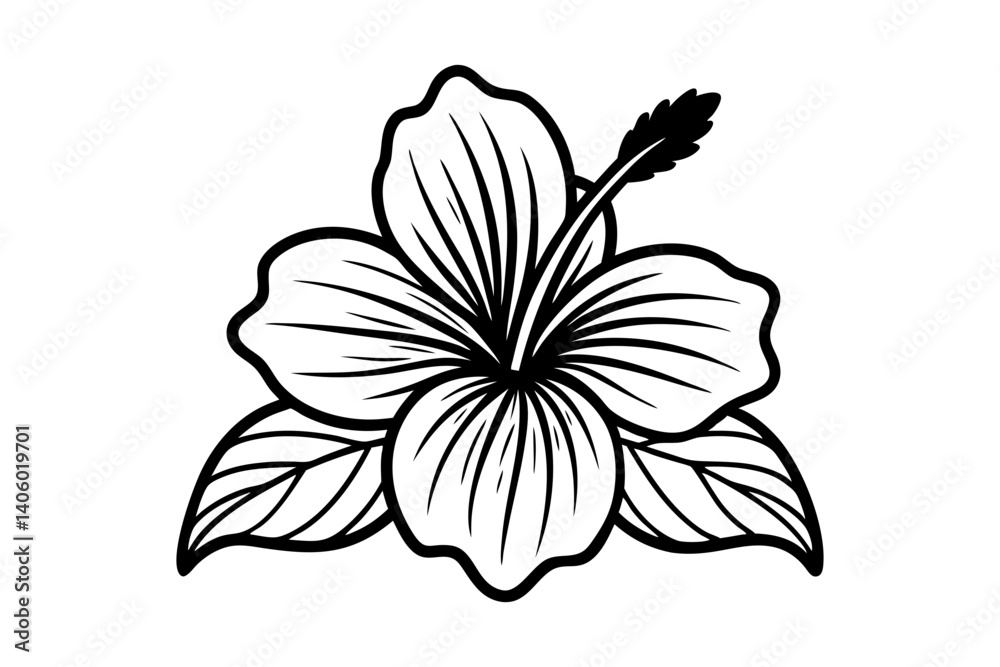 Obraz premium Hibiscus Bloom Line Art