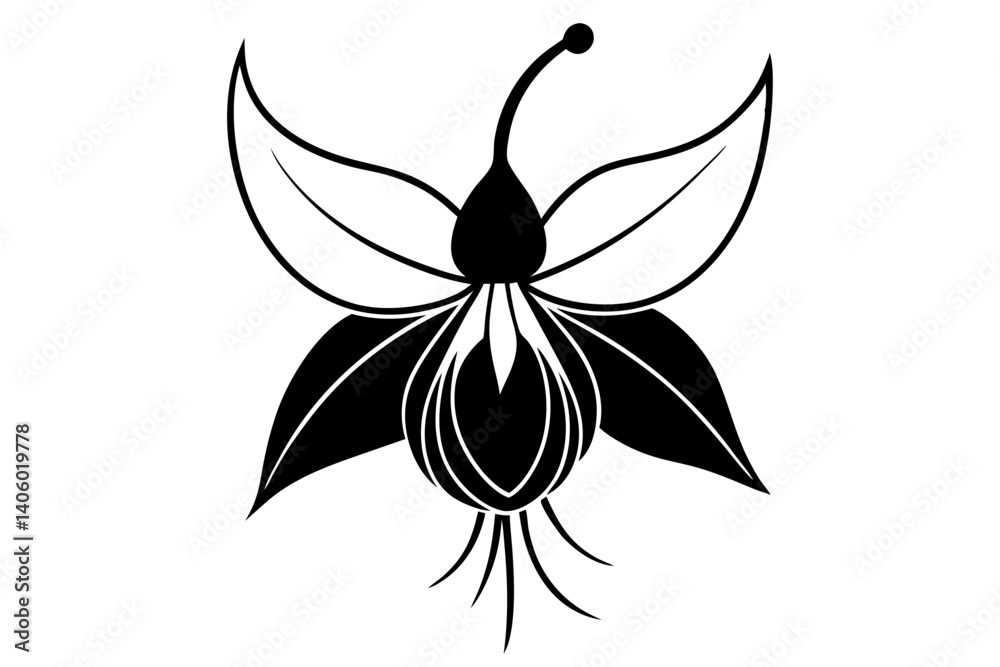 Fuchsia Flower Line Silhouette