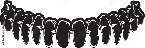 A stylized graphic illustration of a row of teeth emphasizing dental health and aesthetics.