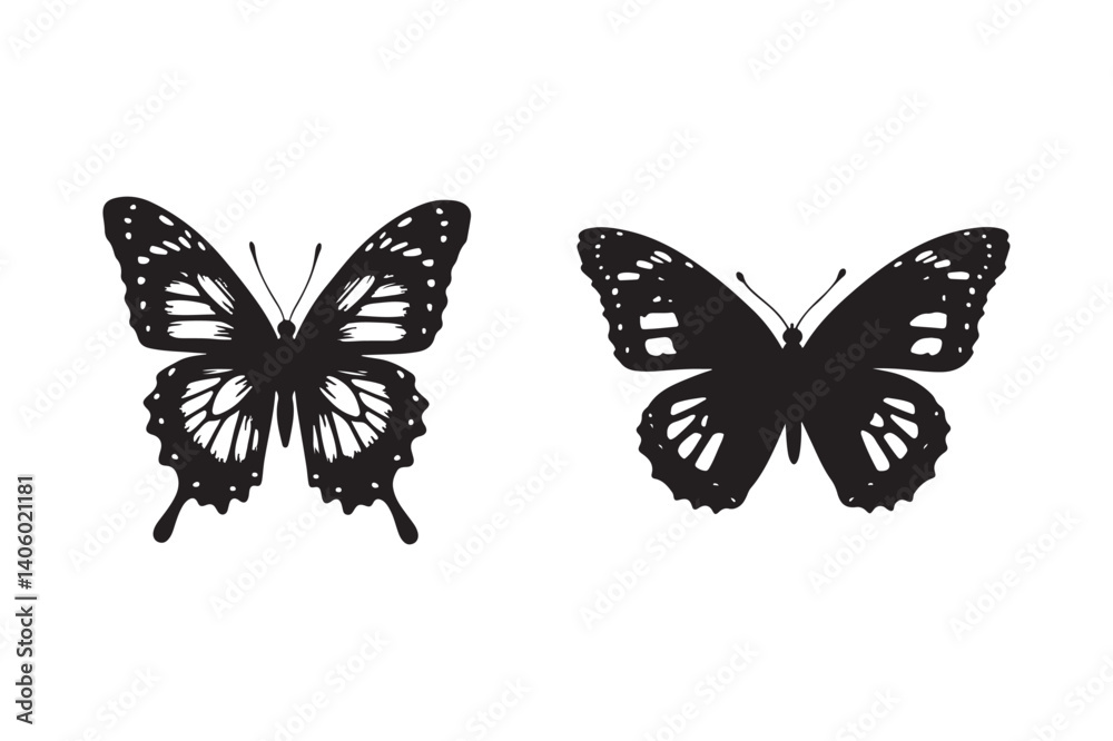 Obraz premium Butterfly Silhouette Vector Set Black Insect Clipart for Design and Decoration