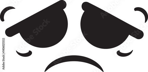 A cool sad emoji with sunglasses expressing disappointment and a frown in a minimalistic design.