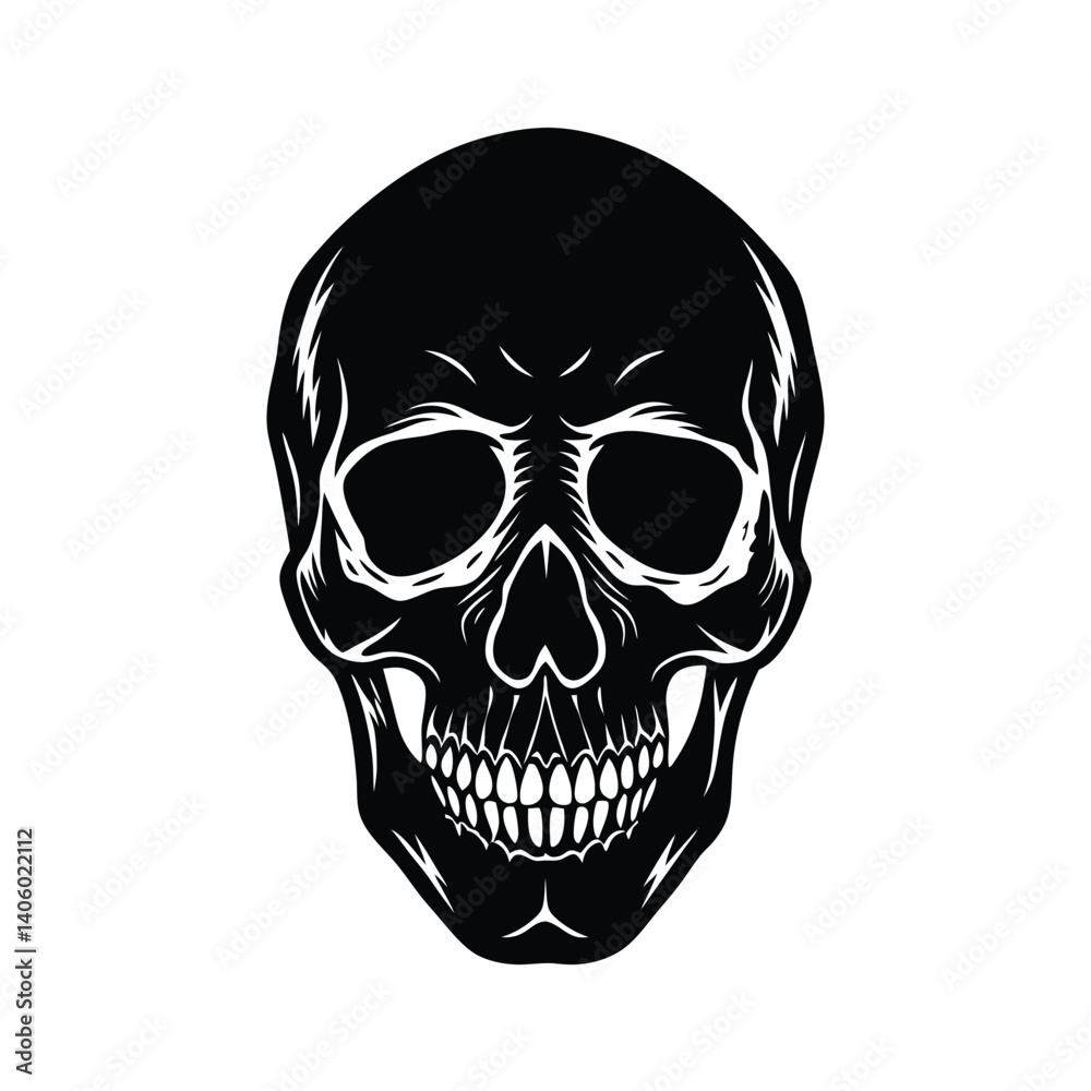 Fototapeta premium Isolated Skull on White Background For Hallowen