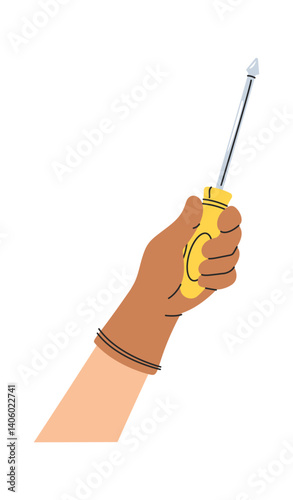 Arm holding screwdriver hand drawn