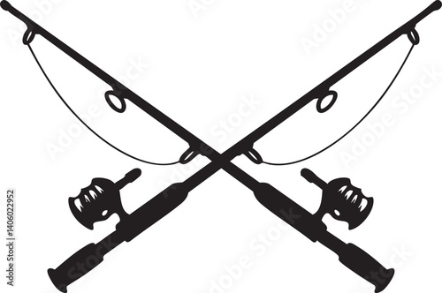 Crossed fishing rods icon representing fishing sports and outdoor activities for enthusiasts.