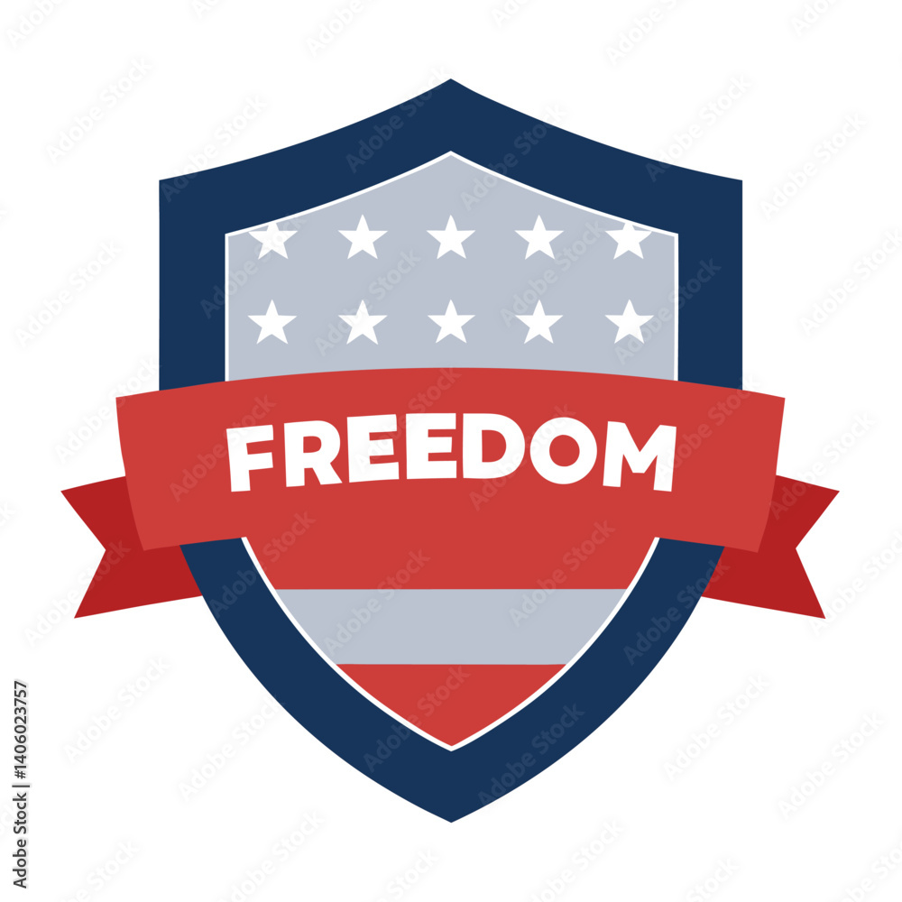 Flat design shield with the usa flag vector illustration on white background Flat design shield with the usa flag vector illustration on white background