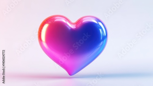 Gradient Heart Shape with Vibrant Colors and Glossy Finish for Romantic Love and Design Theme