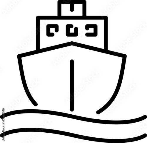 Cargo ship icon for maritime transport and shipping - Editable Stroke SVG, fully scalable.