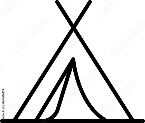 Camping tent icon for outdoor activities - Editable Stroke SVG, fully scalable.