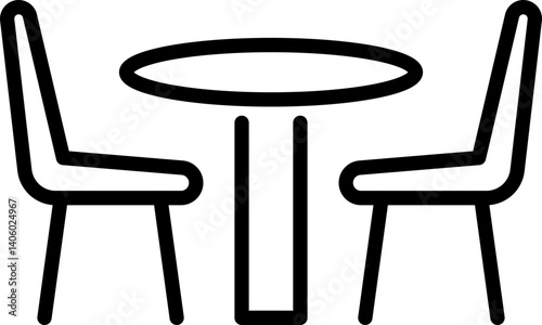 Dining table icon for furniture and interior design - Editable Stroke SVG, fully scalable.