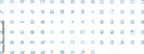 Obraz na płótnie Office Minimal Line Icons-over 90 icons in a sleek monoline style, perfect for productivity tools, document management systems, communication apps, and content editing dashboards. w salonie