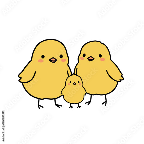 Family of Cute Chicks Celebrating Easter  