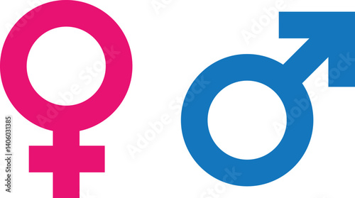 Female and male symbols, vector icons. Man and woman or female and male symbols and gender sex mark signs