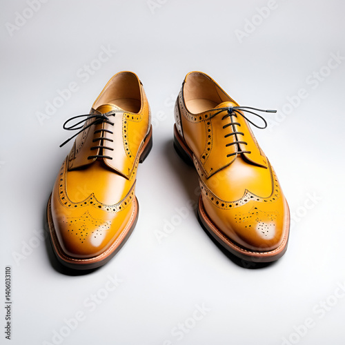 Stylish handmade brogue shoes displayed on a light background