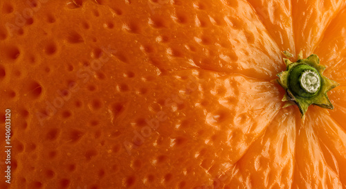 Extreme close-up of a vibrant orange peel showcasing its textured surface