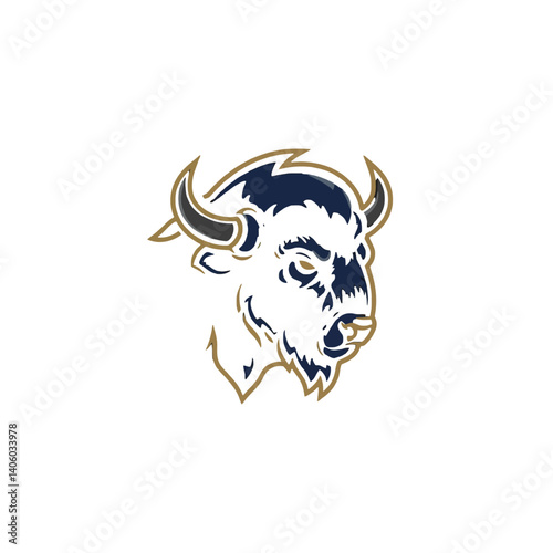 Detailed monochrome bison head logo