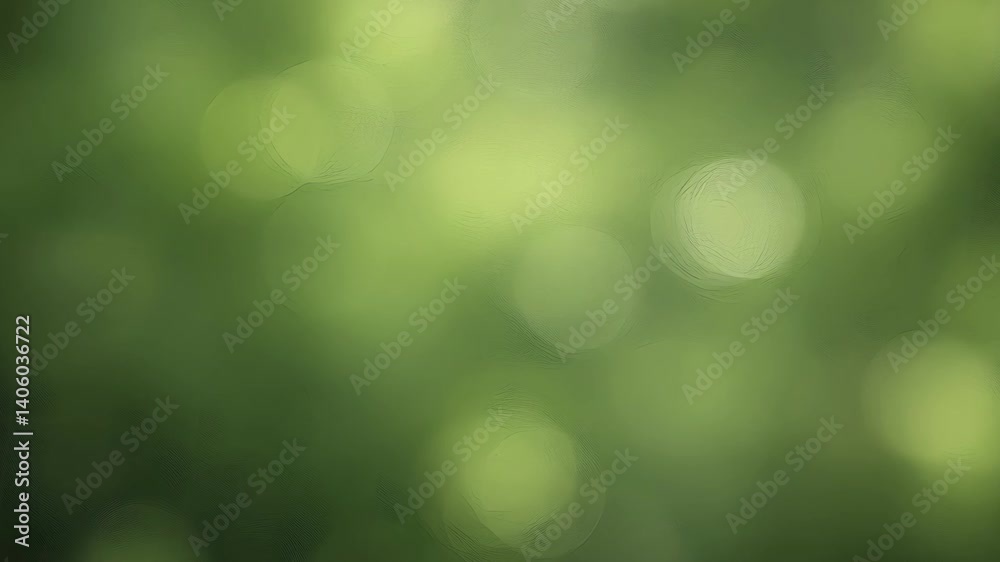 Soft green bokeh background with natural light and defocused circles
