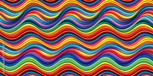 Vibrant Rainbow Wavy Pattern with Seamlessly Blending Colors in Abstract Flow Design