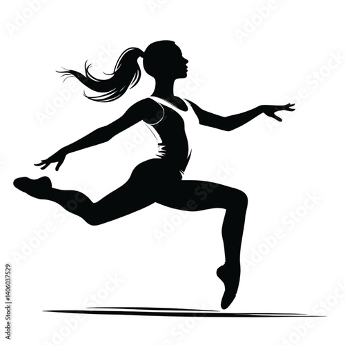 Obraz na płótnie Dynamic Silhouette of Female Dancer Leaping in Air w salonie