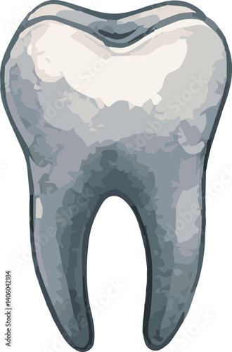 Watercolor vector illustration of a tooth