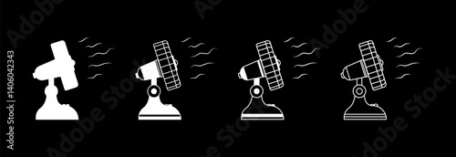 Electric fan, icon in different variations on a white background.
