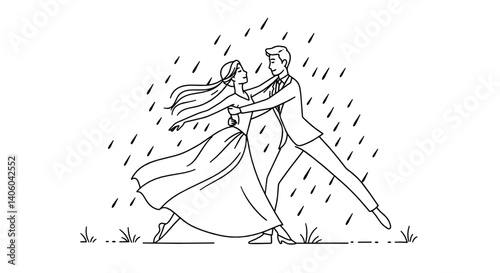 Romantic dance in the rain, love, couple, relationship, romance  