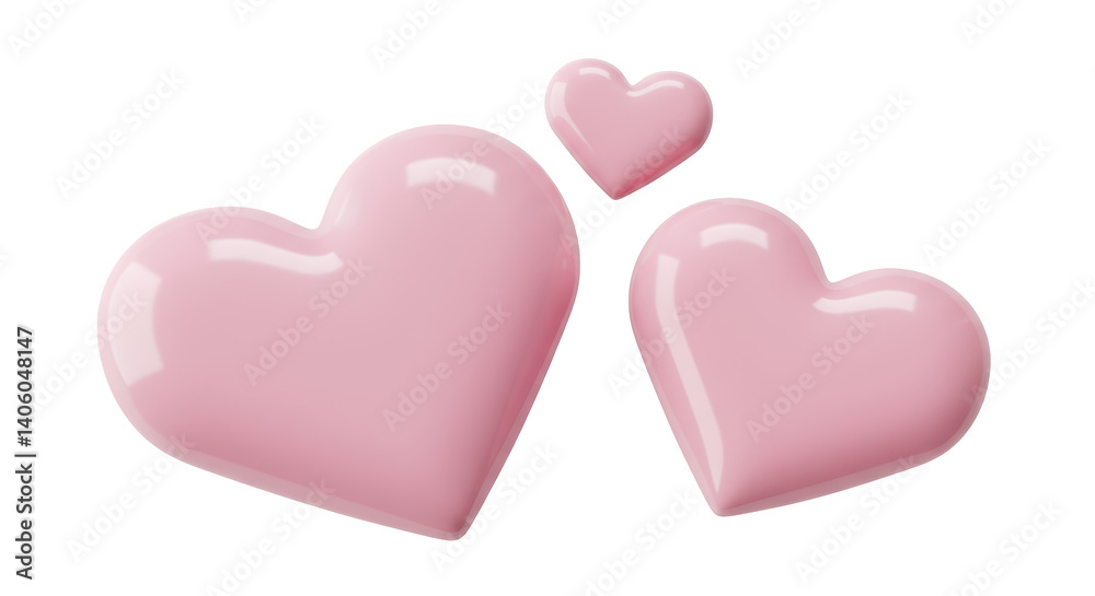 Isolated Pink Hearts Floating Isolated Pink Hearts Floating