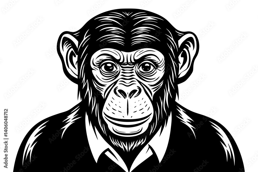 chimpanzee line silhouette