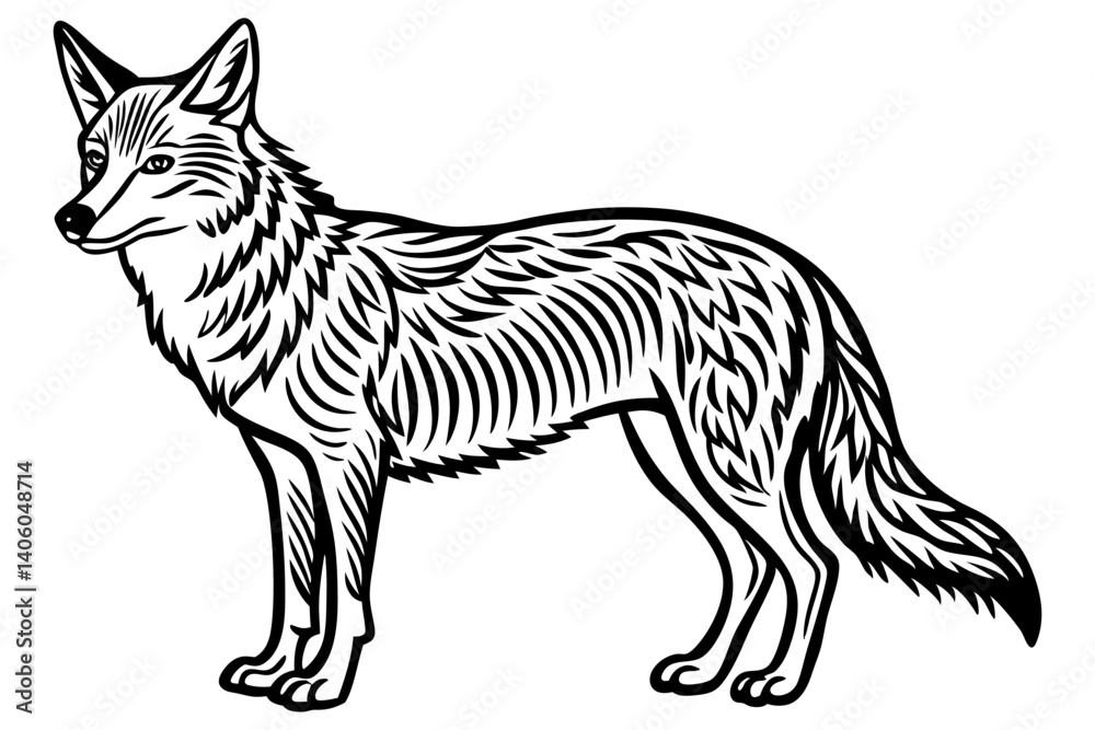 Fototapeta premium coyote outline in line art