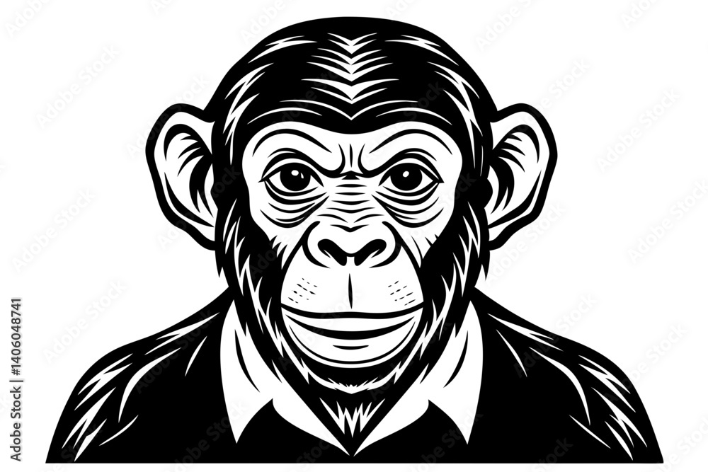 line art of a chimpanzee