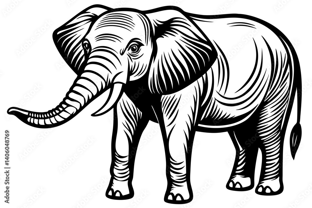 Fototapeta premium line art elephant silhouette