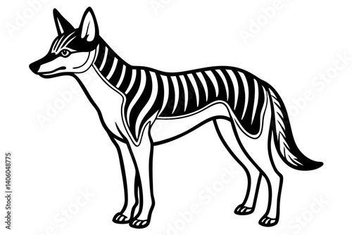 dingo silhouette line art photo