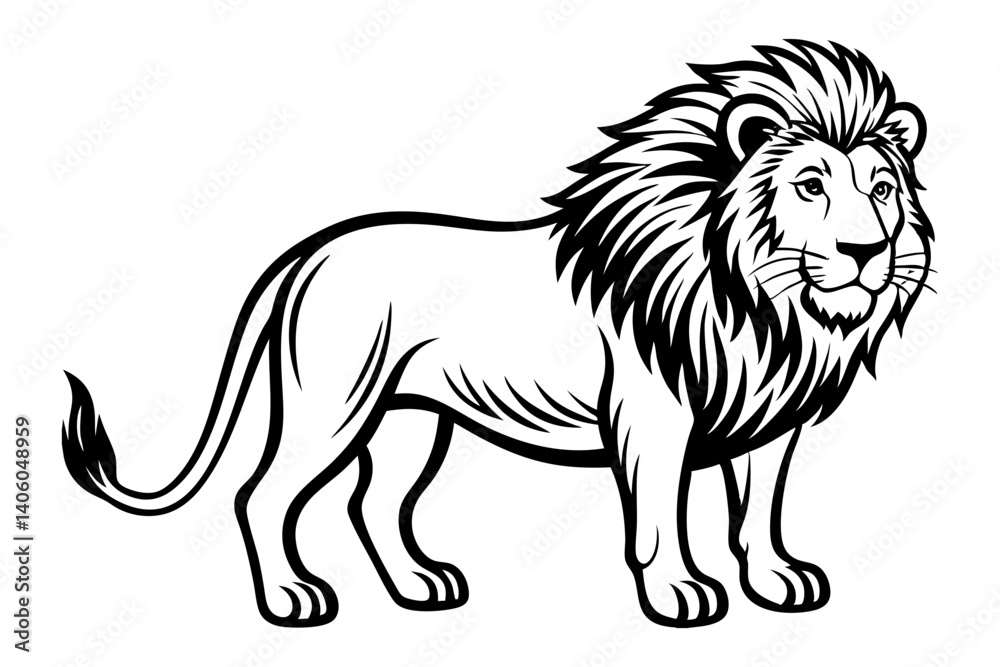 Obraz premium line art of a lion silhouette
