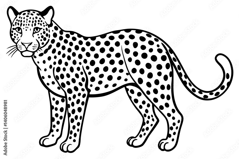 Fototapeta premium leopard line silhouette drawing