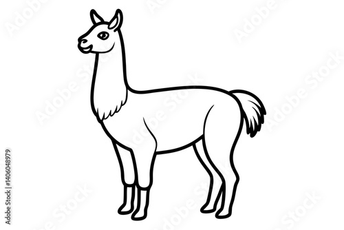 line drawing of a llama